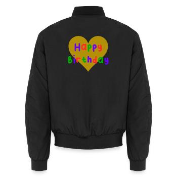 ALLES GUTE ZUM GEBURTSTAG. ALLES GUTE ZUM GEBURTSTAG. JAHRESTAG. - Unisex Bomberjacke - Schwarz - Hinten - AI Model Male 185 light (185cm)