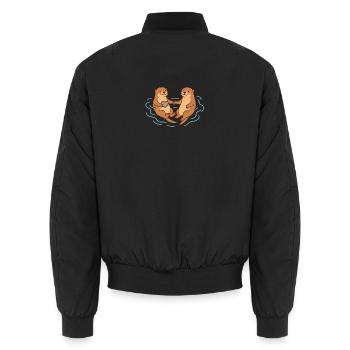 Illustration ludique de l’amour de la loutre - Bomber unisexe - noir - Dos - AI Model Male 185 light (185cm)