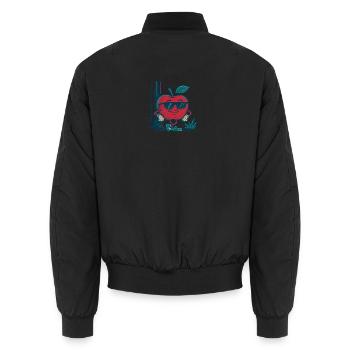 Equaled apple - Unisex Bomber Jacket - black - Back - AI Model Male 185 light (185cm)