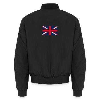 Stylised Flag Cross Diagonals UK - Unisex Bomber Jacket - black - Back - AI Model Male 185 light (185cm)