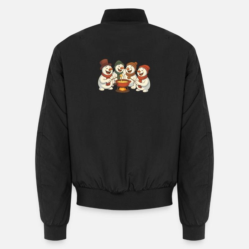 Wintermänner um ein savoyisches Fondue Unisex Bomberjacke