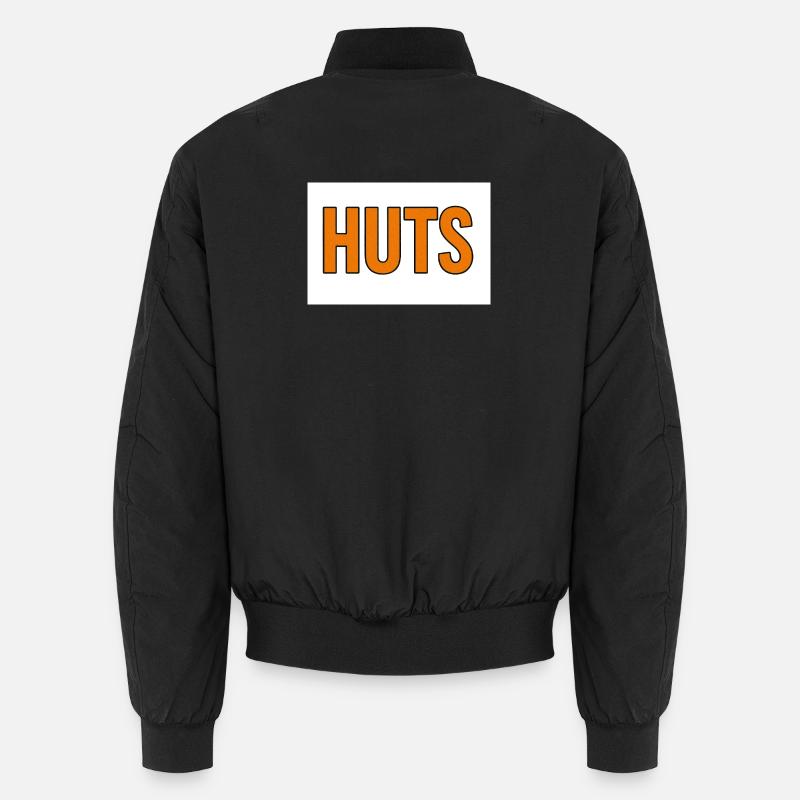 Huts Bold Orange Typography Unisex Bomber Jacket