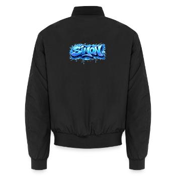 Graffiti SIMON Name Geschenk Ideal druckbar - Unisex Bomberjacke - Schwarz - Hinten - AI Model Male 185 light (185cm)
