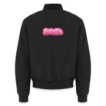 ISABELLA GRAFFITI NAME FOR PERFECT GIFT PRINTABLE  - Bomber unisexe - noir - Dos - AI Model Male 185 light (185cm)