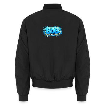 BOB GRAFFITI NAME FOR PERFECT GIFT PRINTABLE - Unisex Bomber Jacket - black - Back - AI Model Male 185 light (185cm)
