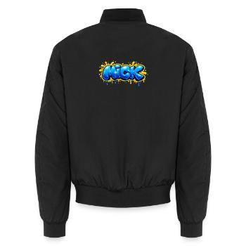MICK GRAFFITI NAME FOR PERFECT GIFT PRINTABLE  - Bomber unisexe - noir - Dos - AI Model Male 185 light (185cm)