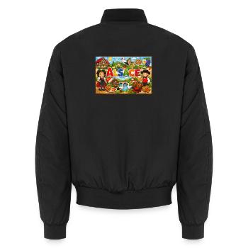 Elsass-farbenes und Traditions Kreidetafel-Puzzle - Unisex Bomberjacke - Schwarz - Hinten - AI Model Male 185 light (185cm)