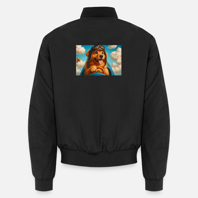 Pilot dog in retro cockpit - Unisex Bomber Jacket - black