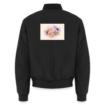 Aquarell-Design - Unisex Bomberjacke - Schwarz - Hinten - AI Model Male 185 light (185cm)