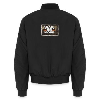 Krieg nicht mehr – Aufkleber: Frieden & Menschlichkeit - Unisex Bomberjacke - Schwarz - Hinten - AI Model Male 185 light (185cm)