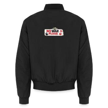 Krieg nicht mehr – Aufkleber: Frieden & Menschlichkeit - Unisex Bomberjacke - Schwarz - Hinten - AI Model Male 185 light (185cm)