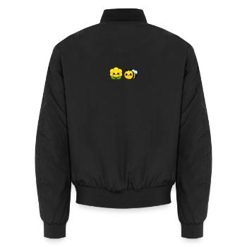 Sunny Bloom und Bee Duo Kawaii-Stil - Unisex Bomberjacke - Schwarz - Hinten - AI Model Male 185 light (185cm)