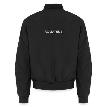 Pastell-Wassermann-Gradiententypografie - Unisex Bomberjacke - Schwarz - Hinten - AI Model Male 185 light (185cm)