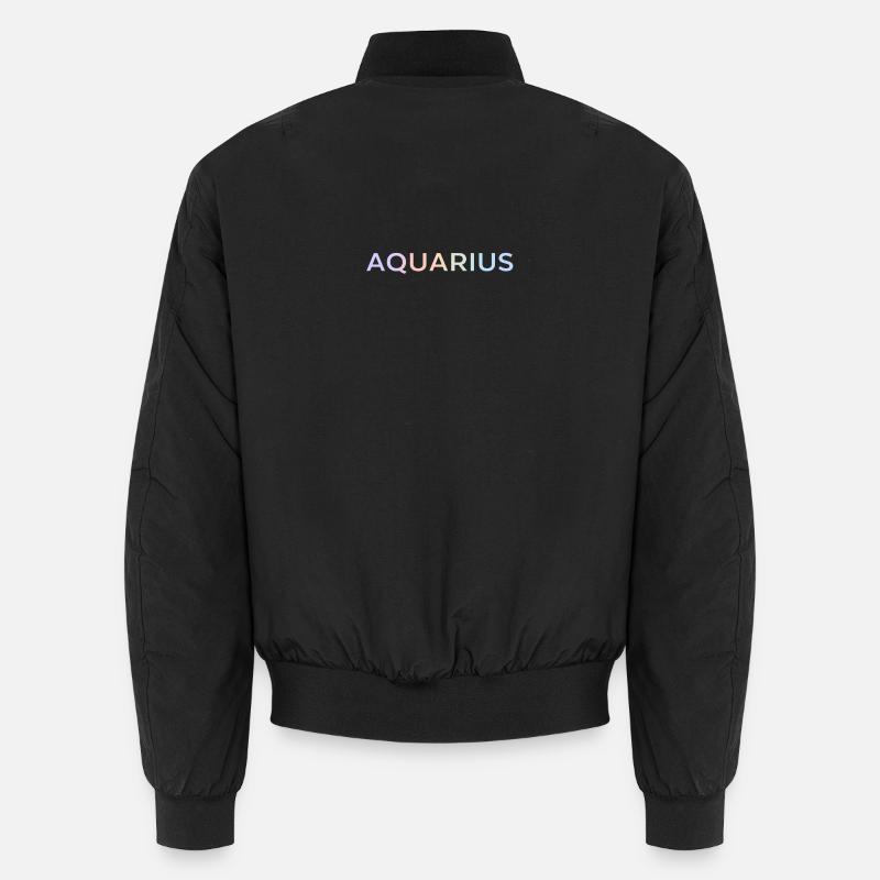 Pastel Aquarius Gradient Typography - Unisex Bomber Jacket - black