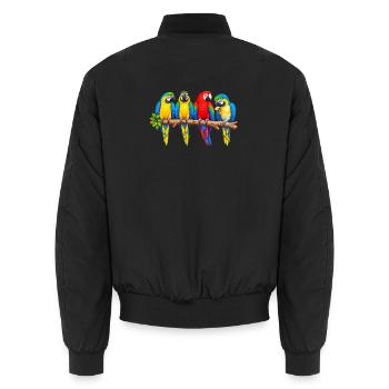 Vier Aras auf einem Ast - Unisex Bomberjacke - Schwarz - Hinten - AI Model Male 185 light (185cm)