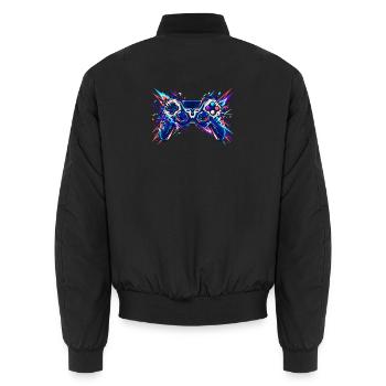 Pixel Power Gaming - Unisex Bomberjacke - Schwarz - Hinten - AI Model Male 185 light (185cm)