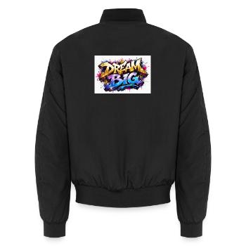 Dream Big Graffiti Druckkunst - Unisex Bomberjacke - Schwarz - Hinten - AI Model Male 185 light (185cm)