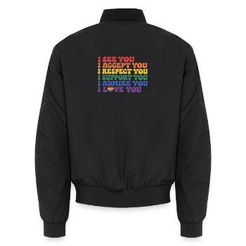 LGBTQ Queer Regenbogen - Unisex Bomberjacke - Schwarz - Hinten - AI Model Male 185 light (185cm)