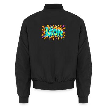 LÉON in Graffiti: das Geschenk, das alles in die Luft jagen wird - Unisex Bomberjacke - Schwarz - Hinten - AI Model Male 185 light (185cm)
