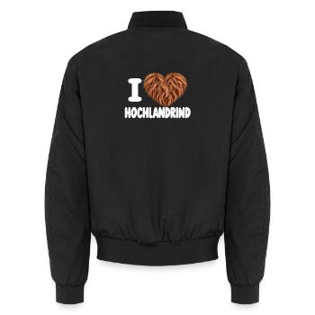 Hochlandrind T-Shirt – Kuh Geschenk, Highland Rind - Unisex Bomberjacke - Schwarz - Hinten - AI Model Male 185 light (185cm)