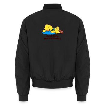 Sleepy Duck – Nur noch fünf Minuten - Unisex Bomberjacke - Schwarz - Hinten - AI Model Male 185 light (185cm)