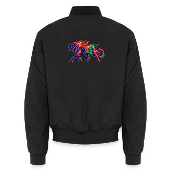 Regenbogen-Brennende Panther - Unisex Bomberjacke - Schwarz - Hinten - AI Model Male 185 light (185cm)