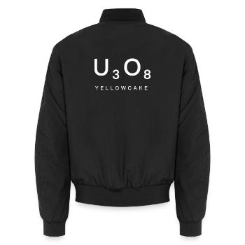 Uranium Investor U3O8 Yellowcake Shirt - Unisex Bomber Jacket - black - Back - AI Model Male 185 light (185cm)