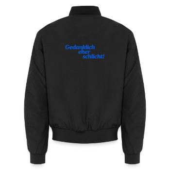 Gedanklich eher schlicht! - Unisex Bomberjacke - Schwarz - Hinten - AI Model Male 185 light (185cm)