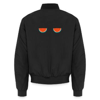 Wassermelonen-T-Shirt - Unisex Bomberjacke - Schwarz - Hinten - AI Model Male 185 light (185cm)