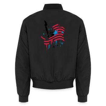 welcome - Unisex Bomber Jacket - black - Back - AI Model Male 185 light (185cm)