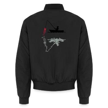 angler angeln fischen - Unisex Bomberjacke - Schwarz - Hinten - AI Model Male 185 light (185cm)