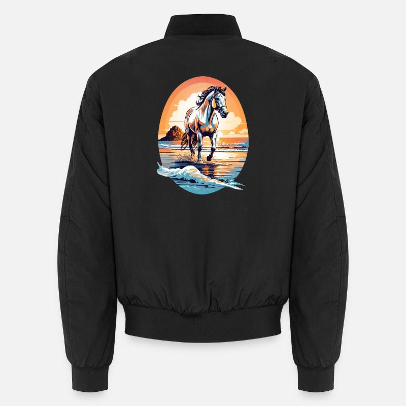 Cheval sur la plage - Bomber unisexe - noir