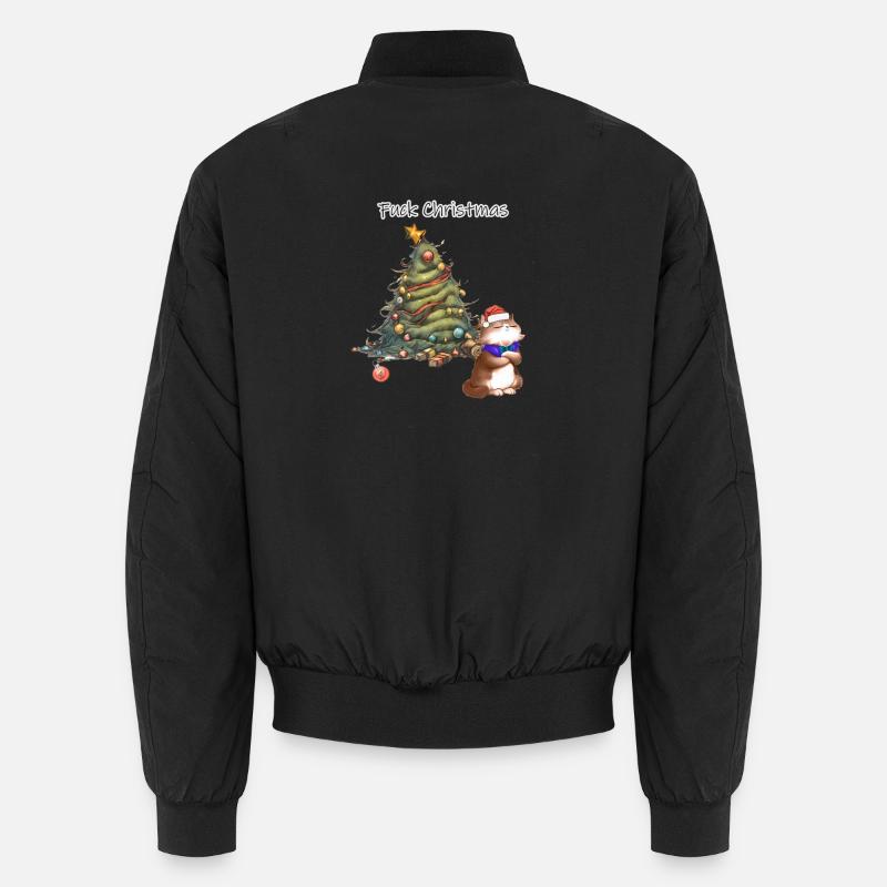 Respektloser Weihnachtsbaum mit Weihnachtsmannkatze - Unisex Bomberjacke - Schwarz