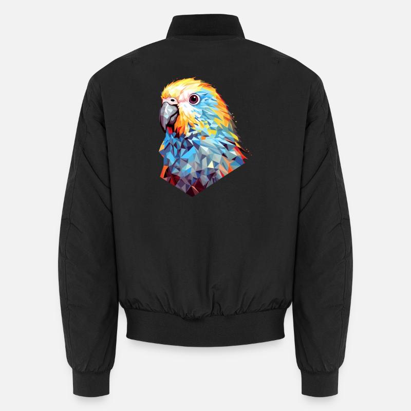 Budgie Polygon Bird Budgies - Unisex Bomber Jacket - black