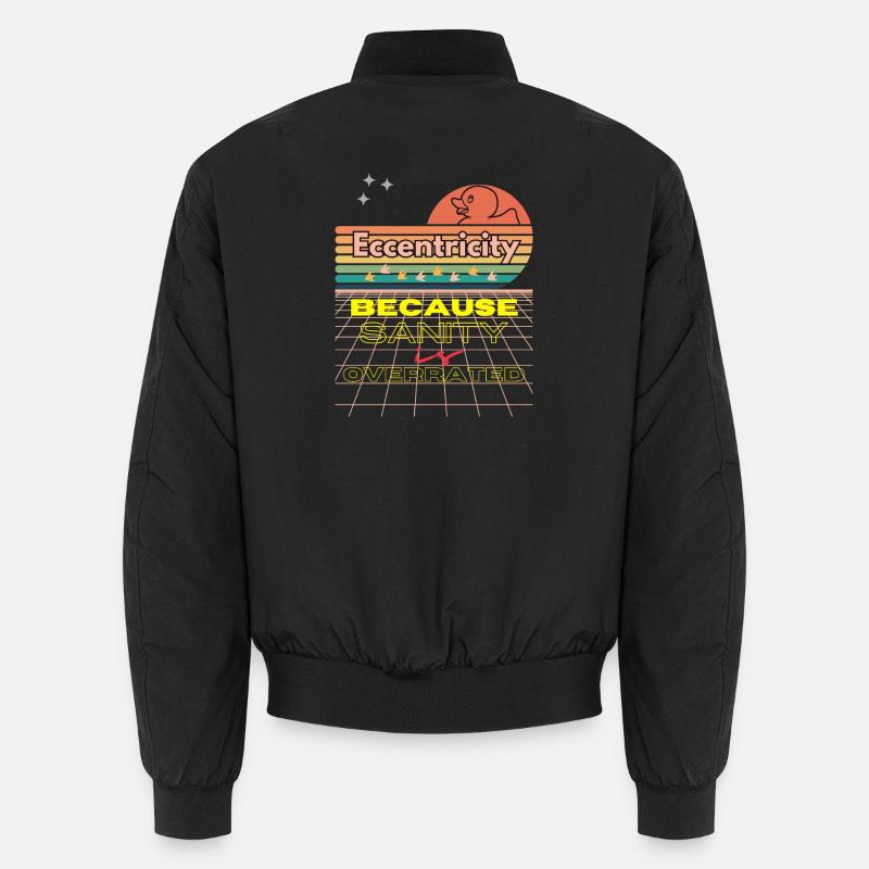 Eccentricity Neon Retro Print - Unisex Bomber Jacket - black