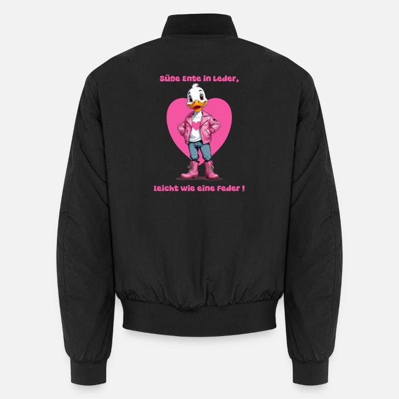 Cute duck in leather - Unisex Bomber Jacket - black