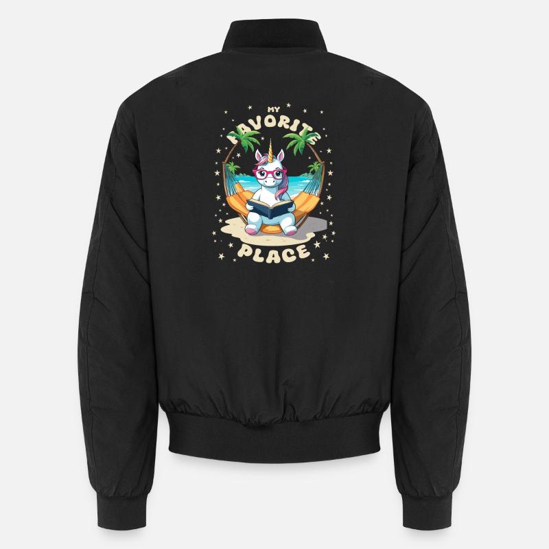 Einhorn mit Buch - Unisex Bomberjacke - Schwarz