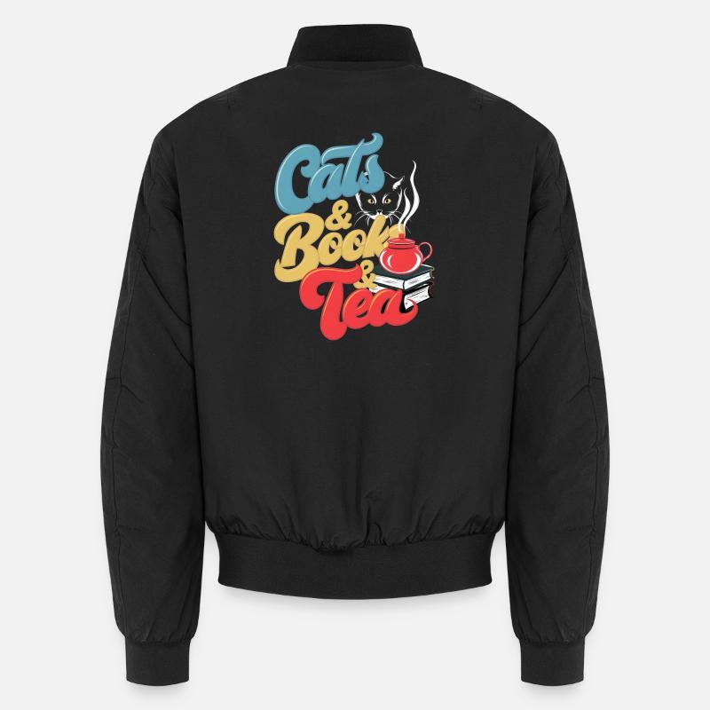 Cats and Tea Print Unisex Bomber Jacket
