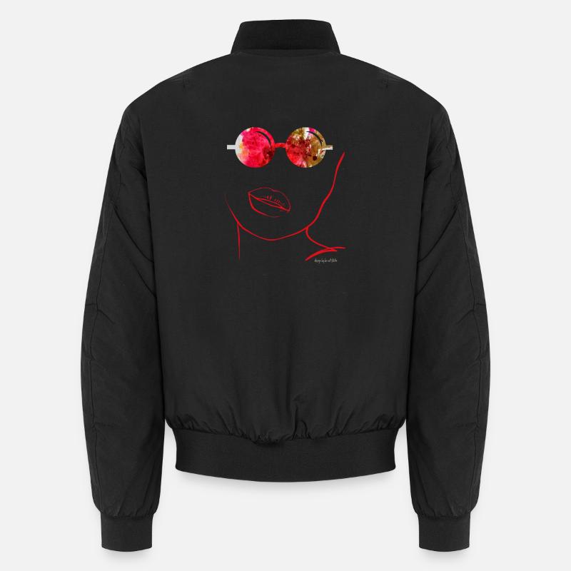 Abstract Art with Sunglasses and Red Lips Unisex Bomber Jacket