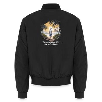 Rentnerin muss gar nichts für dunkle Produkte - Unisex Bomberjacke - Schwarz - Hinten - AI Model Male 185 light (185cm)