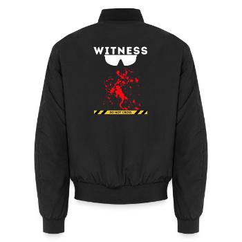 Witness - Unisex Bomber Jacket - black - Back - AI Model Male 185 light (185cm)