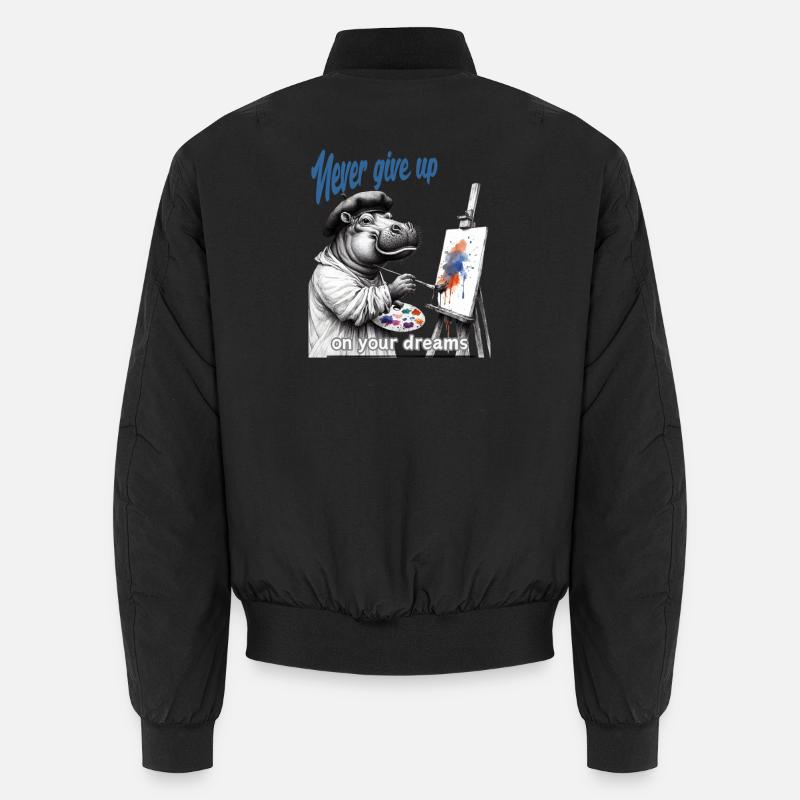 Never give up Painter Hippo Unisex Bomber Jacket
