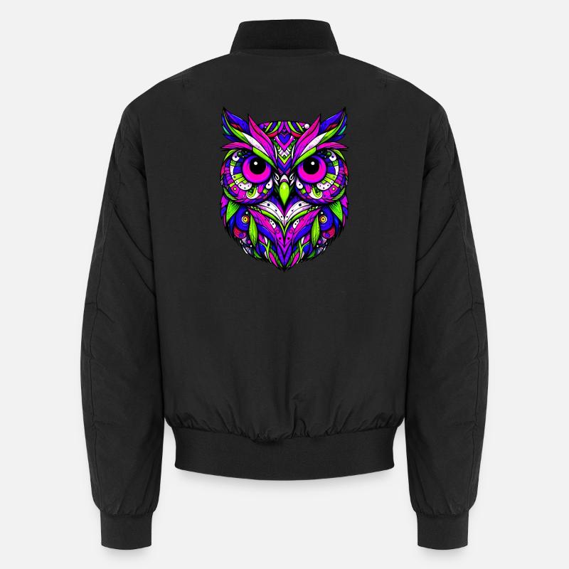 Owl - Unisex Bomber Jacket - black