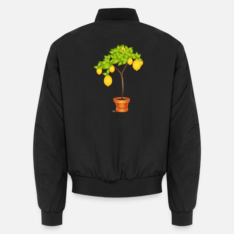 Mediterranes Zitronenbäumchen Motiv im Topf - Unisex Bomberjacke - Schwarz