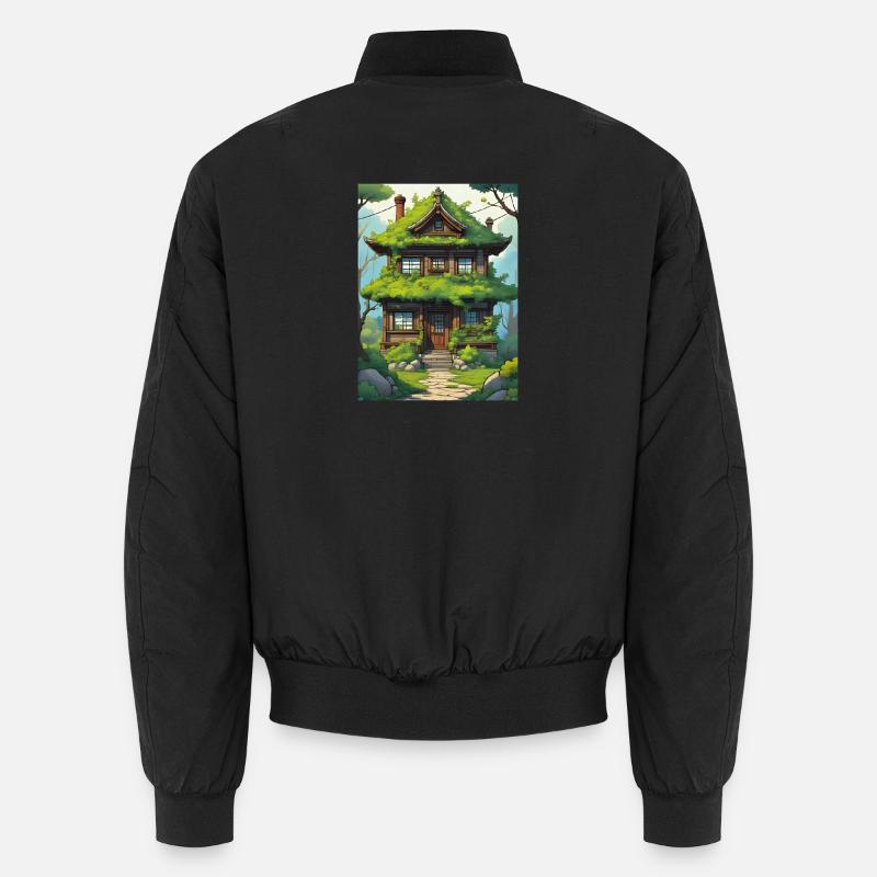 Japanese House Stylized Artwork - Unisex Bomber Jacket - black