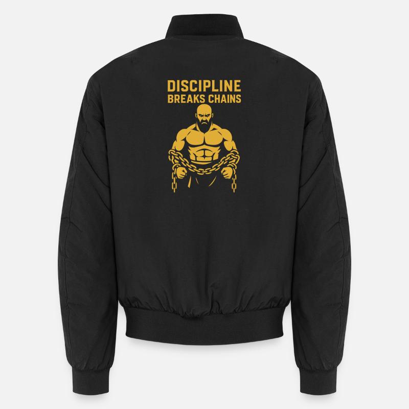 Discipline Breaks Chains Motivational Design - Unisex Bomber Jacket - black