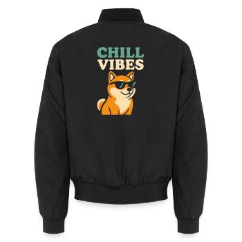 Thé Shiba Chill Vibes - Bomber unisexe - noir - Dos - AI Model Male 185 light (185cm)