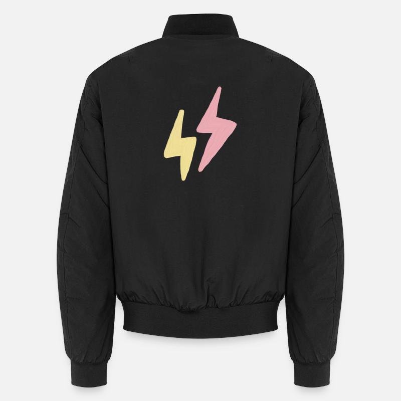 Pastel Twin Lightning Sketch Unisex Bomber Jacket