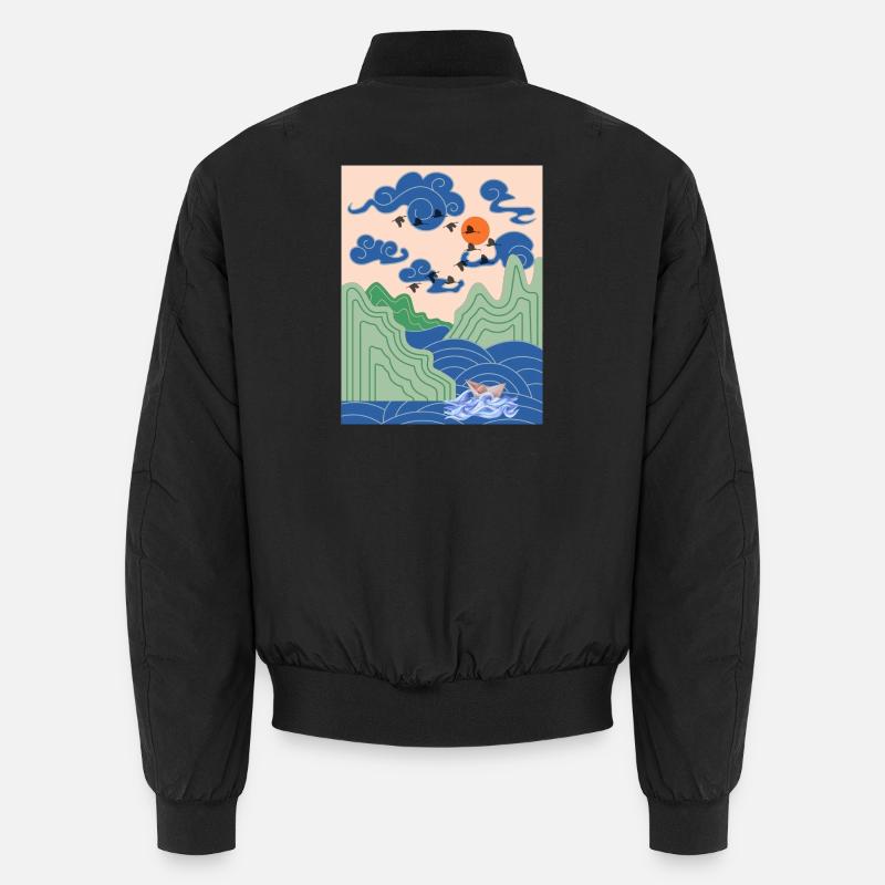 Korean Art Design mit Kranichen & Origami Boot Unisex Bomberjacke