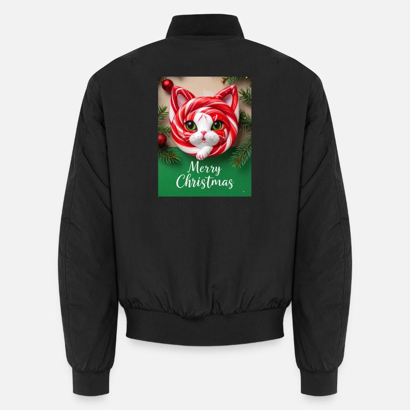 Chat de Noël Candy Cane Look Bomber unisexe
